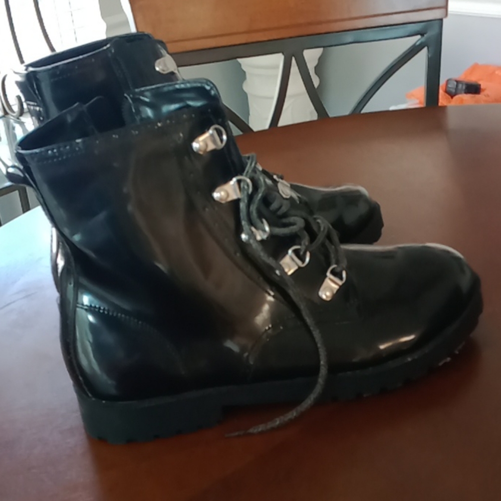 Shiny black boots